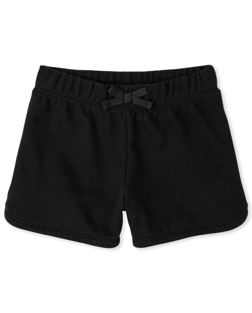 Girls Uniform Active French Terry Knit Dolphin Shorts - BLACK