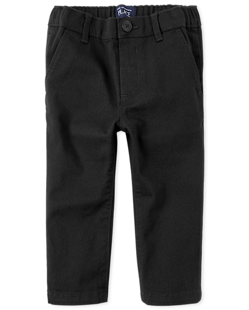 12 month black dress pants Baby And Toddler Boys Uniform Stretch Straight Chino - elasticized waistband