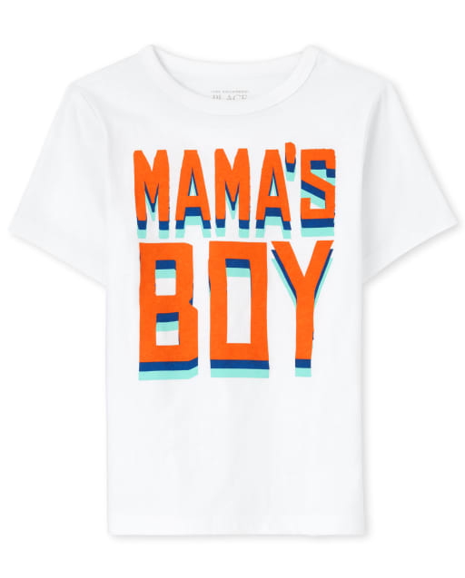 Baby And Toddler Boys Short Sleeve Mama's Boy Graphic Tee - WHITE