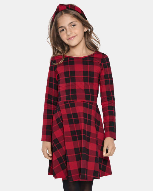 red black plaid dress Girls Mix And Match Christmas Long Sleeve Knit Skater - Black Maxi Dress - of course PRICE_$150 to $200 Waist:58