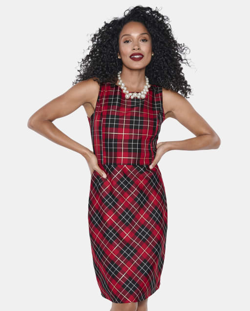 The Children's Place Womens Matching Family Plaid Satin A-Line Dress | Size 20