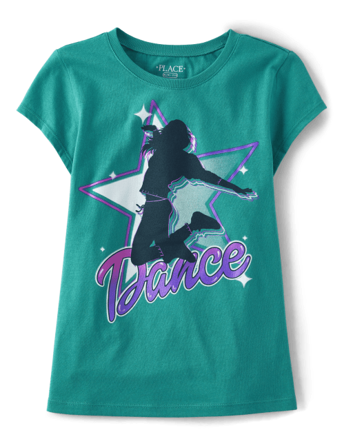 Girls Short Sleeve Dance Graphic Tee - AQUA | The Children's Place