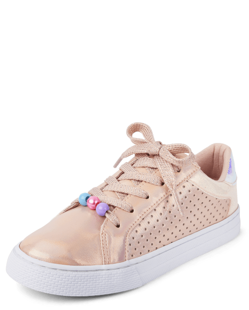 セロリンリン❤︎ Girls Metallic Perforated Low Top Sneakers - PINK | The Children's