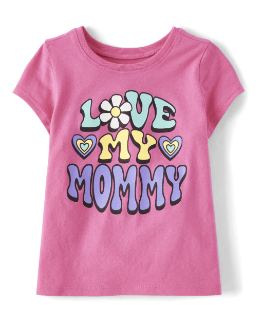 Baby And Toddler Girls Short Sleeve Love My Mommy Graphic Tee