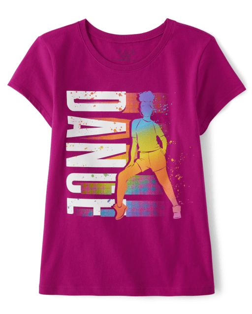 Niña Manga Corta Danza Camisetas estampadas - PINK | The