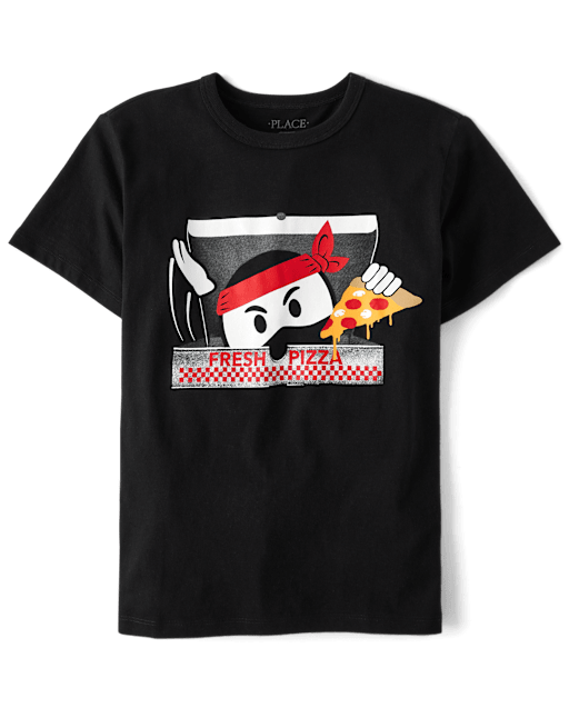 Boys Short Sleeve Pizza Ninja Graphic Tee - BLACK | The Children's