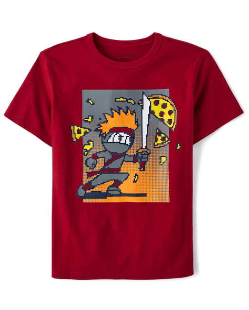 Boys Short Sleeve Pizza Ninja Graphic Tee - RED | The Children's Place