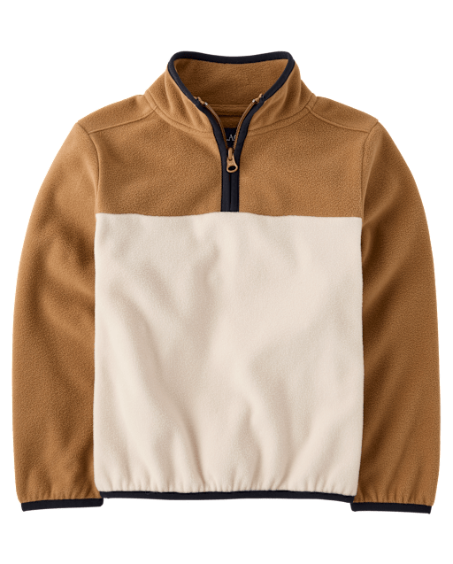 ㉑マルチカラーブロックフリース Boys Long Sleeve Colorblock Microfleece Half Zip Pullover - BROWN