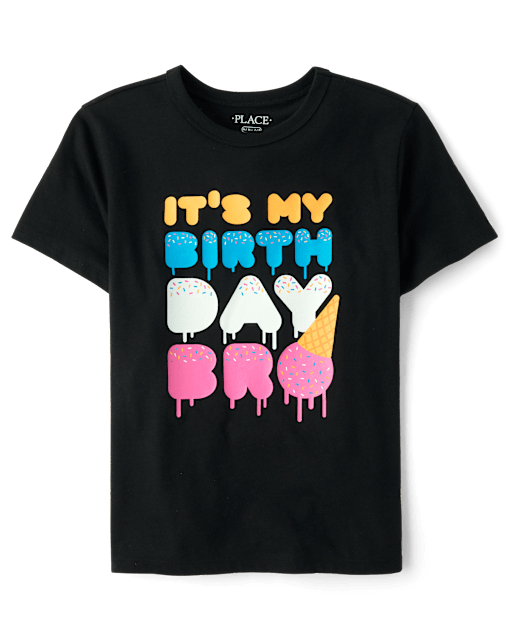 Boys Short Sleeve It's My Birthday Bro Graphic Tee - BLACK | The