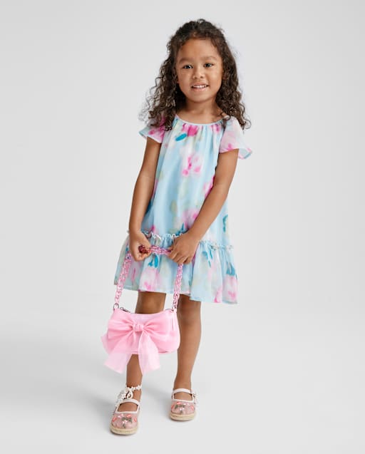 toddler girls dresses The Children's Place Baby And Floral Chiffon Shift Dress | Size 9-12 M Cute Size:Un-Stitched braddell Fashionable Long Burgundy Mermaid Designed for comfort and