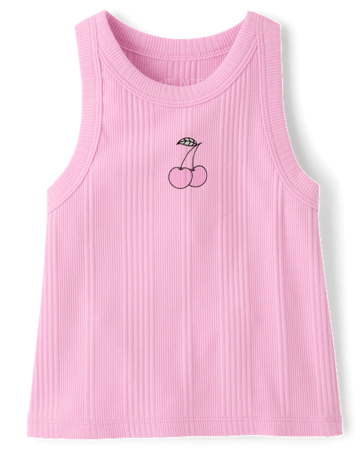 Girls Sleeveless Graphic Ribbed Tank Top - PINK | The Children's Place