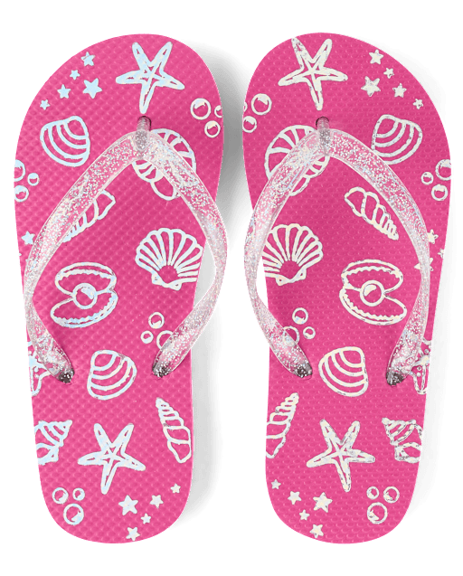 Girls Holographic Seashell Flip Flops - PINK | The Children's Place CA