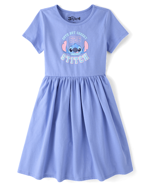 blue stitch dress Girls Short Sleeve - 31% polyester