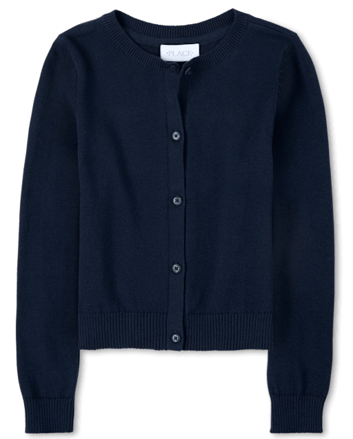 Lilax Little Girls Knit Uniform Cardigan Long Sleeve Sweater