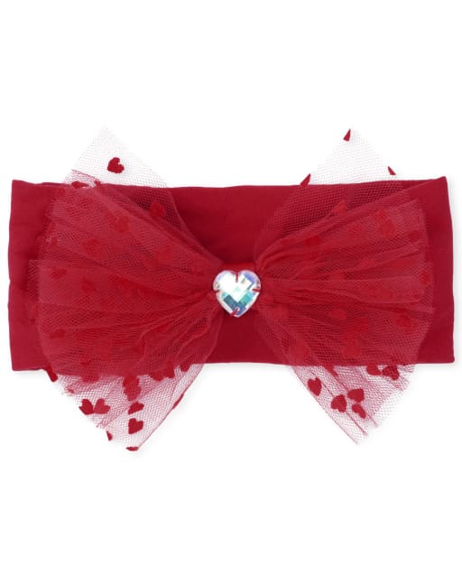 VALENTINE ACCESSORIES-Boutique Style-Pink and Red-Loopy Bow Ribbon Bow-Red Shabby Headband-Heart-Infant Headband-Baby/'s First Valentines-V