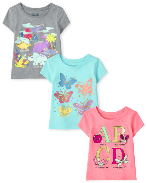 The Childrens Place Baby Girls Cold Shoulder T-Shirts Pack of Three