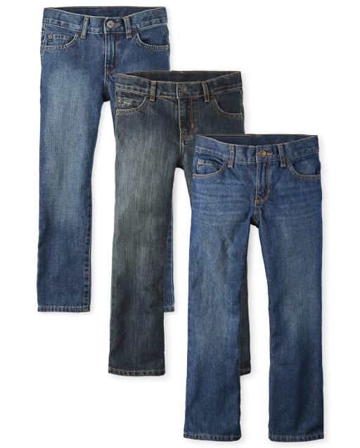 NWT Children’s Place Boys Bootcut Jeans Sz 7 8 10 Slim Cotton Adjustable