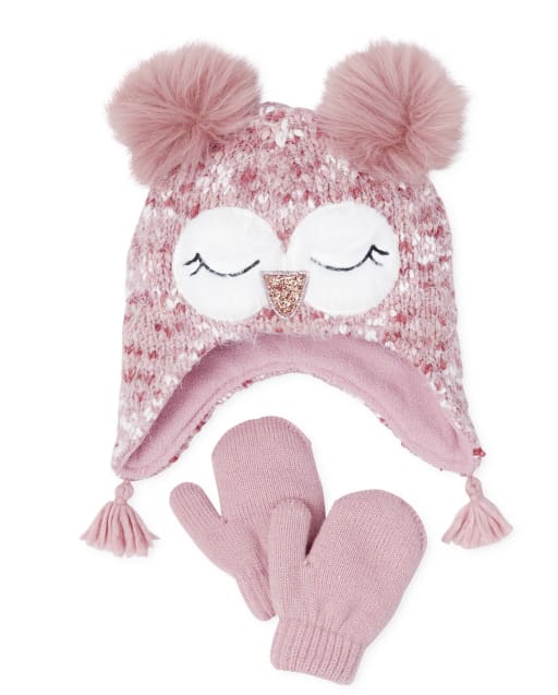 Toddler girl hat and mittens Clearance
