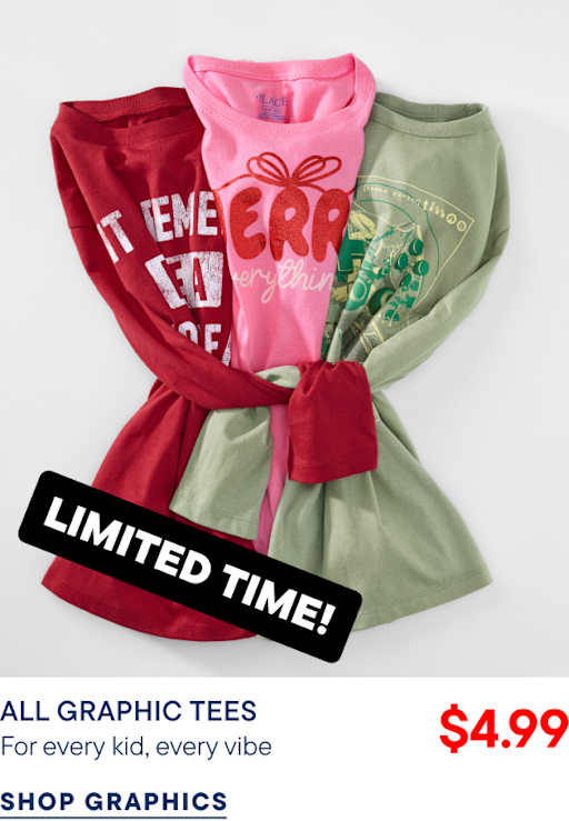 Three colorful graphic long-sleeve shirts are layered over a plain white background with a "LIMITED TIME!" promotional banner and pricing text below.