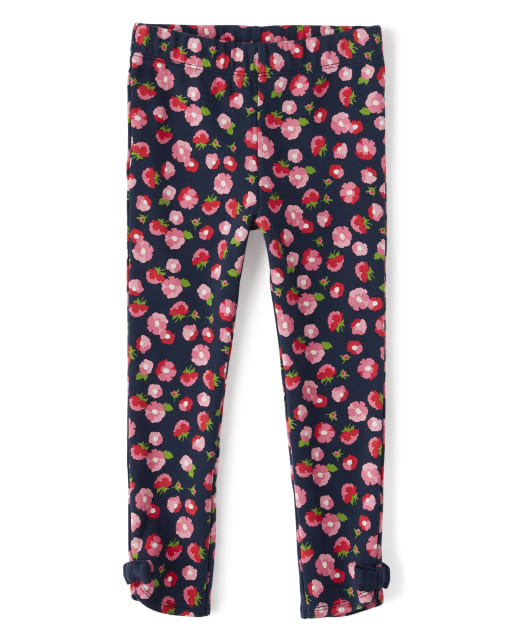 Girls Floral Bow Leggings - Playful Poppies - view 1