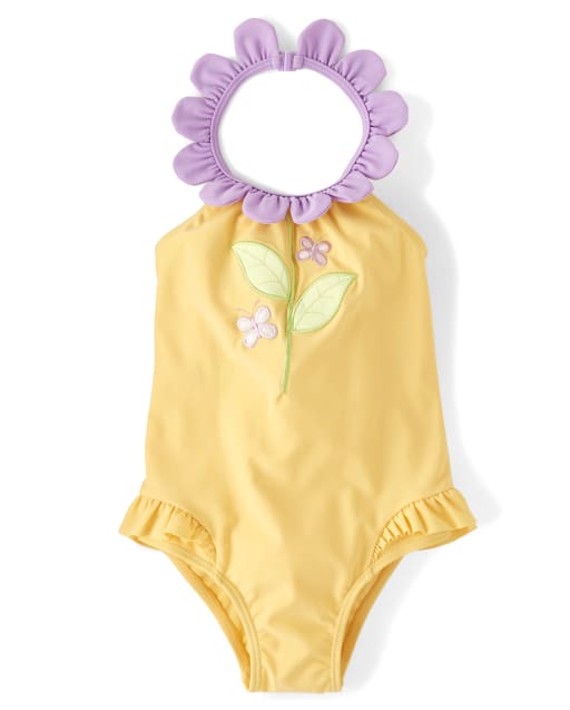 Girls Flower One Piece Swimsuit - Pocketful Of Posies - view 1