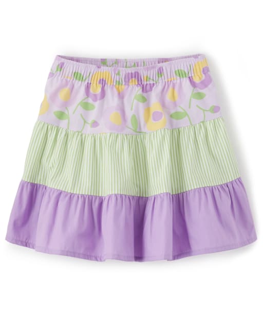 Girls Floral Poplin Tiered Skort - Pocketful Of Posies