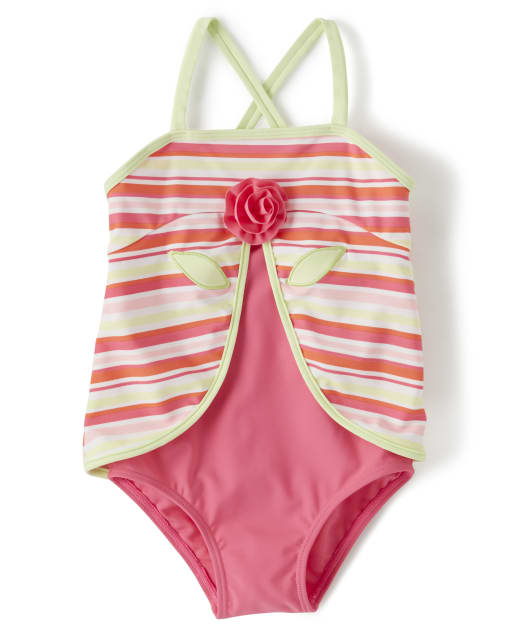 Girls Striped One Piece Swimsuit - Fairy Blossom - view 1