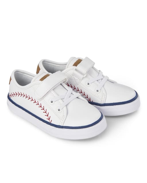 Boys Baseball Faux Leather Low Top 