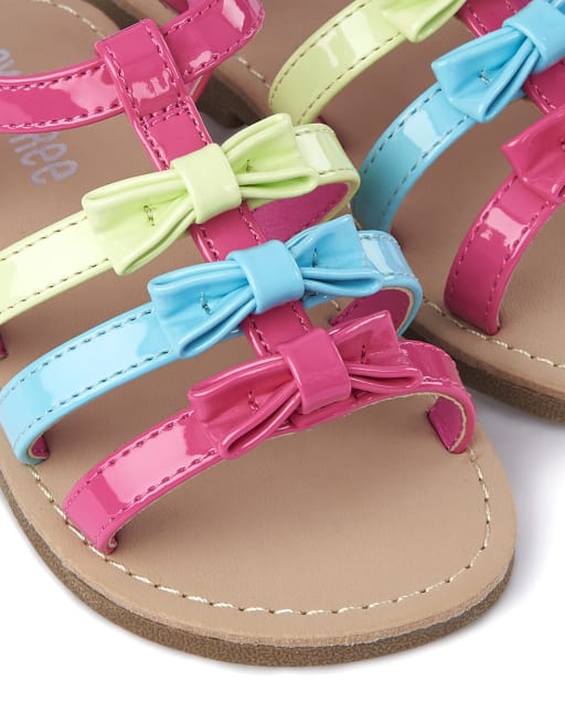 Girls Rainbow Faux Leather Sandals 
