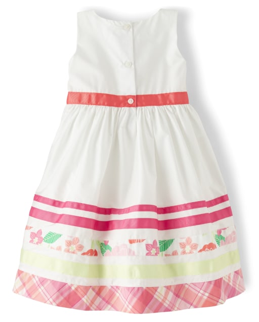 Girls Sleeveless Border Striped Poplin Dress Fairy Blossom