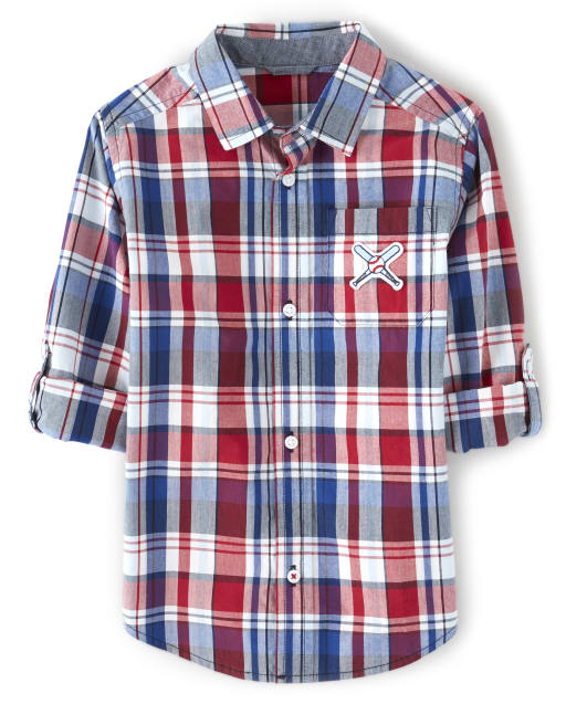 Boys Plaid Button Up Shirt - Opening Day - view 1
