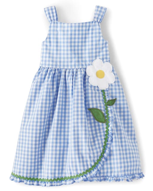 Girls Gingham Ruffle Dress - Sunny Daisies - view 1