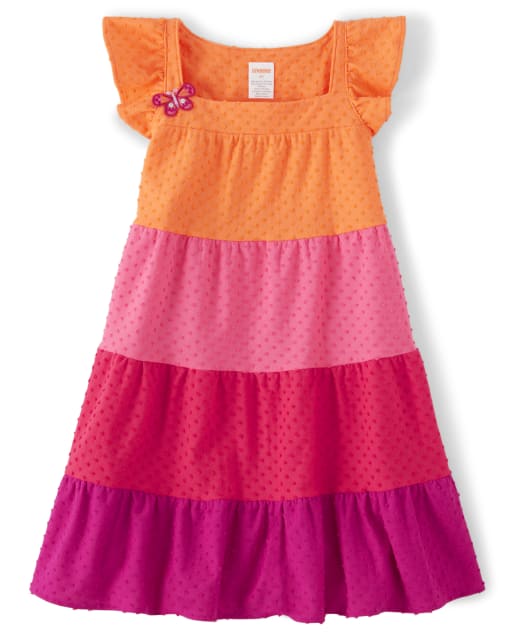Robe à volants en jacquard color block pour fille - Safari d'été
