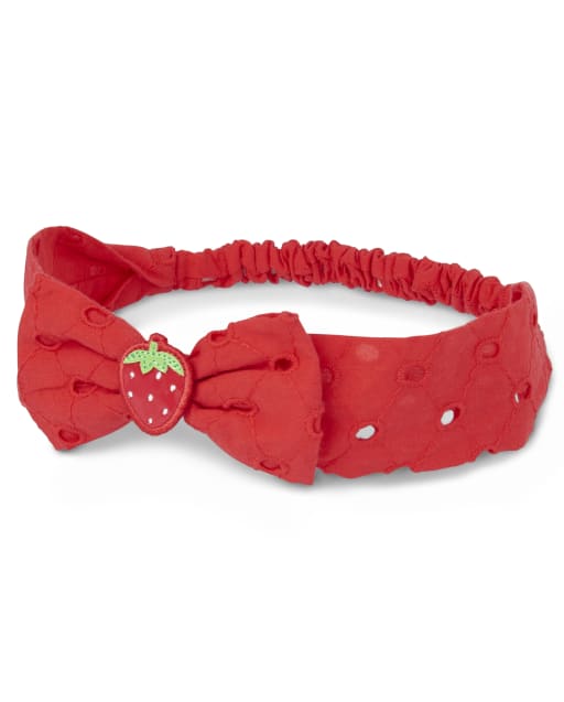 Girls Strawberry Eyelet Headwrap - Strawberry Patch