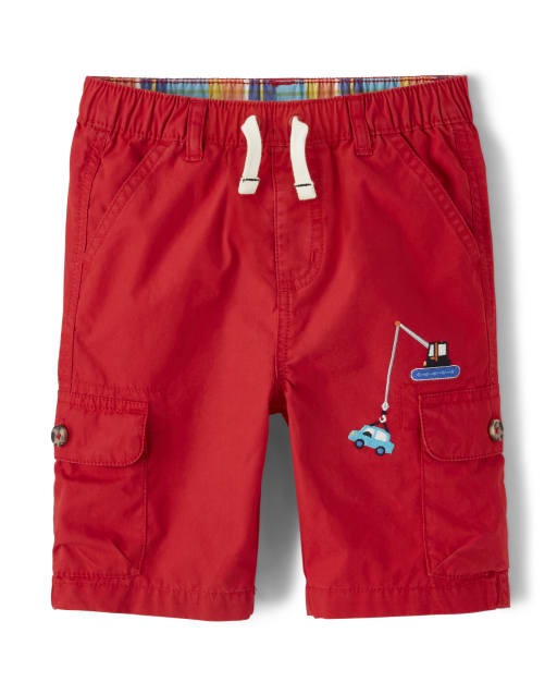 Boys Embroidered Construction Cargo Shorts - Travel Adventure - view 1
