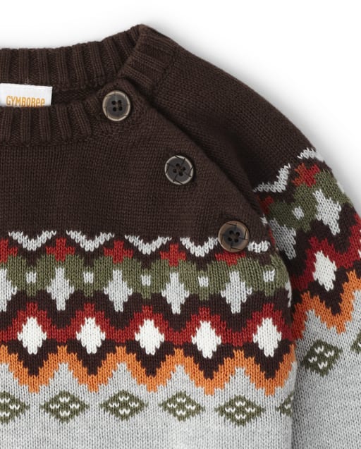 Boys Long Sleeve Fairisle Sweater Harvest