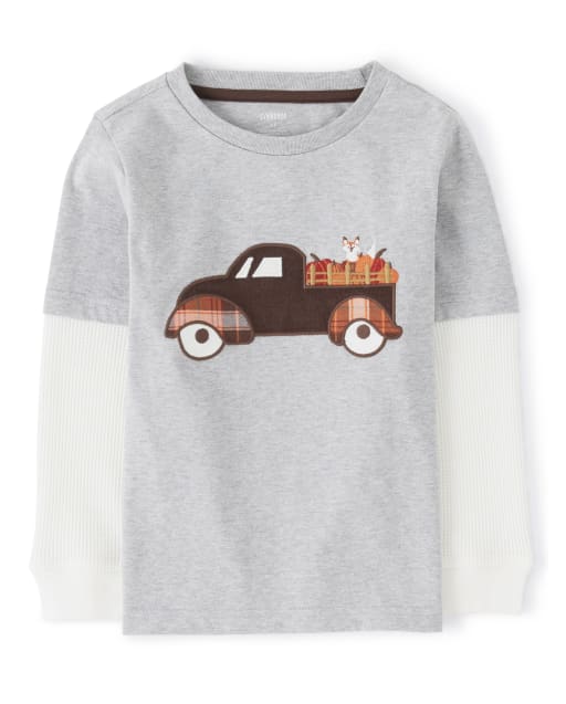 Boys Embroidered Truck 2 In 1 Top - Harvest - view 1