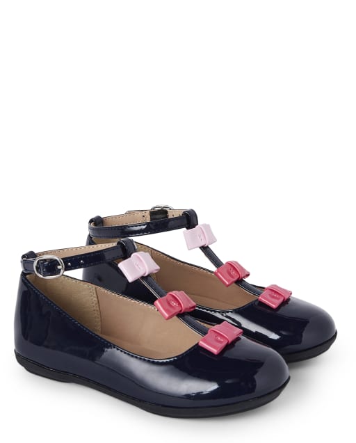 Girls Bow T-Strap Ballet Flats - Preppy Puppy - view 1