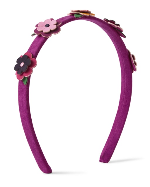 Girls Applique Flowers Headband - Berry Cute