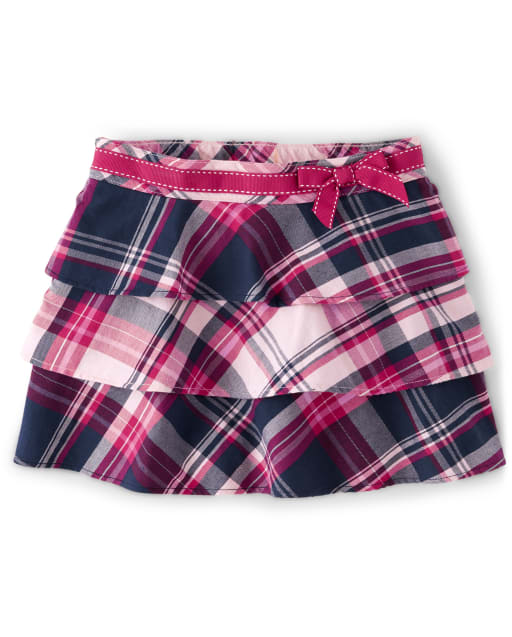Girls Plaid Tiered Skort - Preppy Puppy - view 1