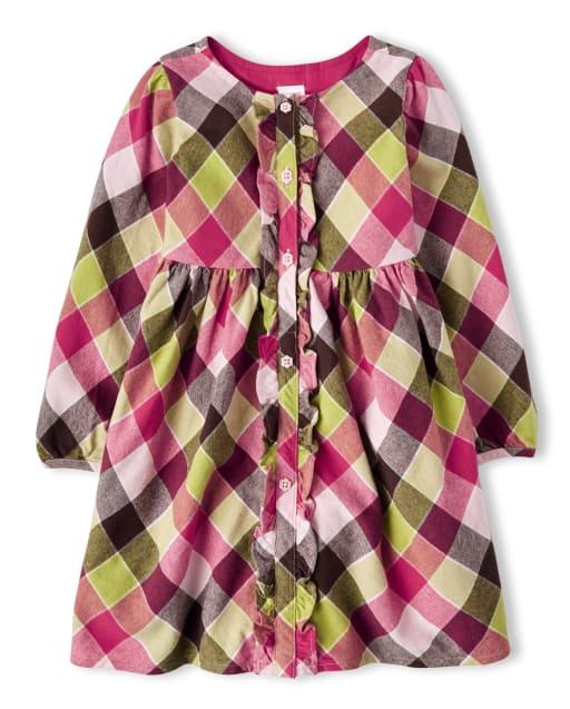 Girls Plaid Ruffle Dress - Pony Club