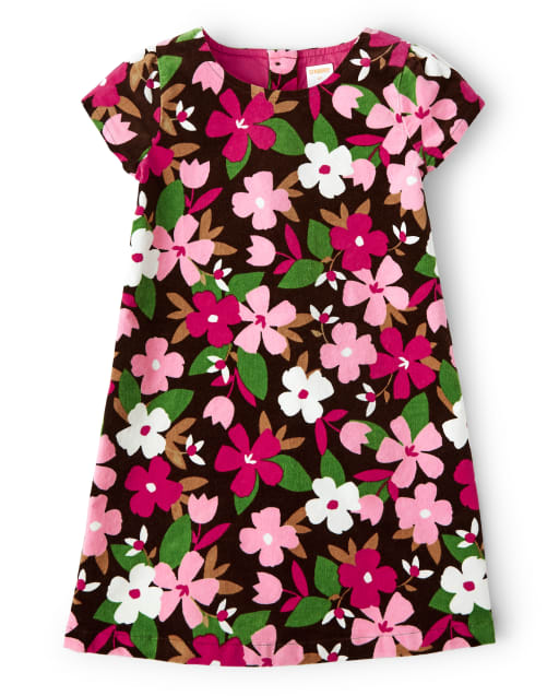 Girls Floral Corduroy Dress - Pony Club