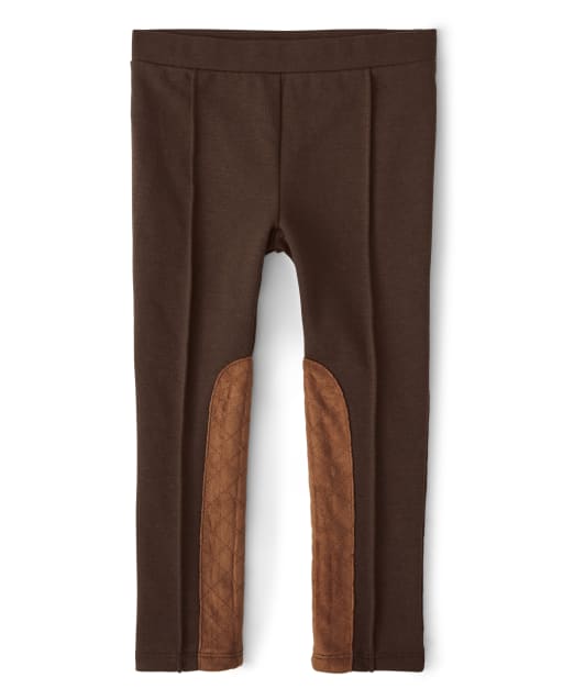 Girls Suede Pieced Ponte Jeggings - Pony Club