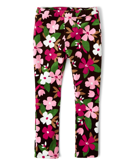 Girls Floral Corduroy Jeggings - Pony Club - view 1