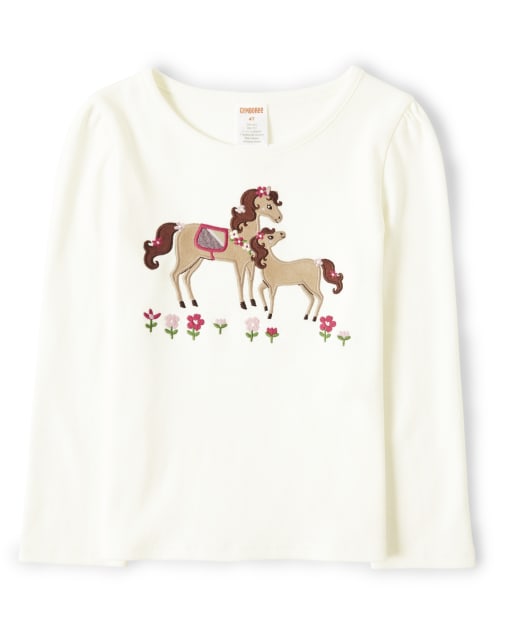 Girls Textured Horse Top - Pony Club - view 1