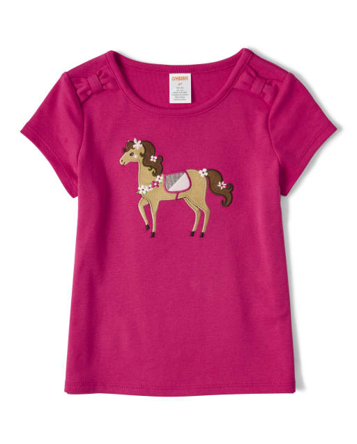 Girls Textured Horse Bow Top - Pony Club - view 1