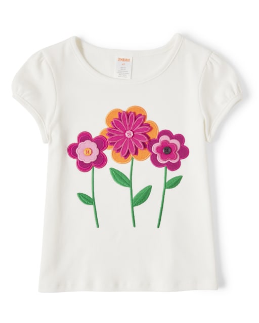 Girls Applique Flowers Top - Berry Cute - view 1