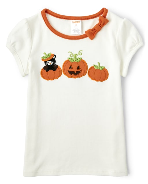 Haut chat brodé pour filles - Lil' Pumpkin