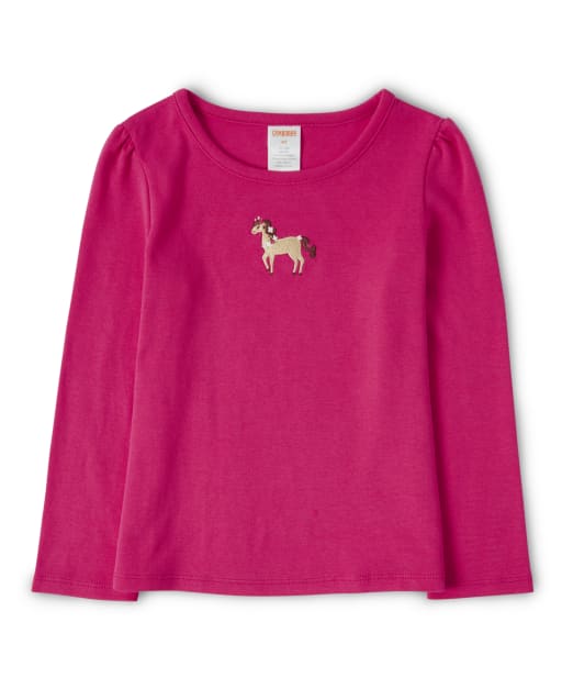 Girls Embroidered Horse Top - Pony Club - view 1