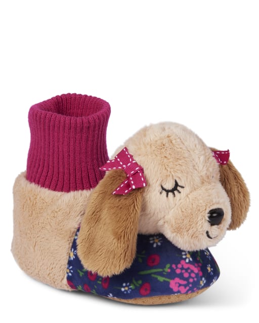 Girls puppy slippers clearance